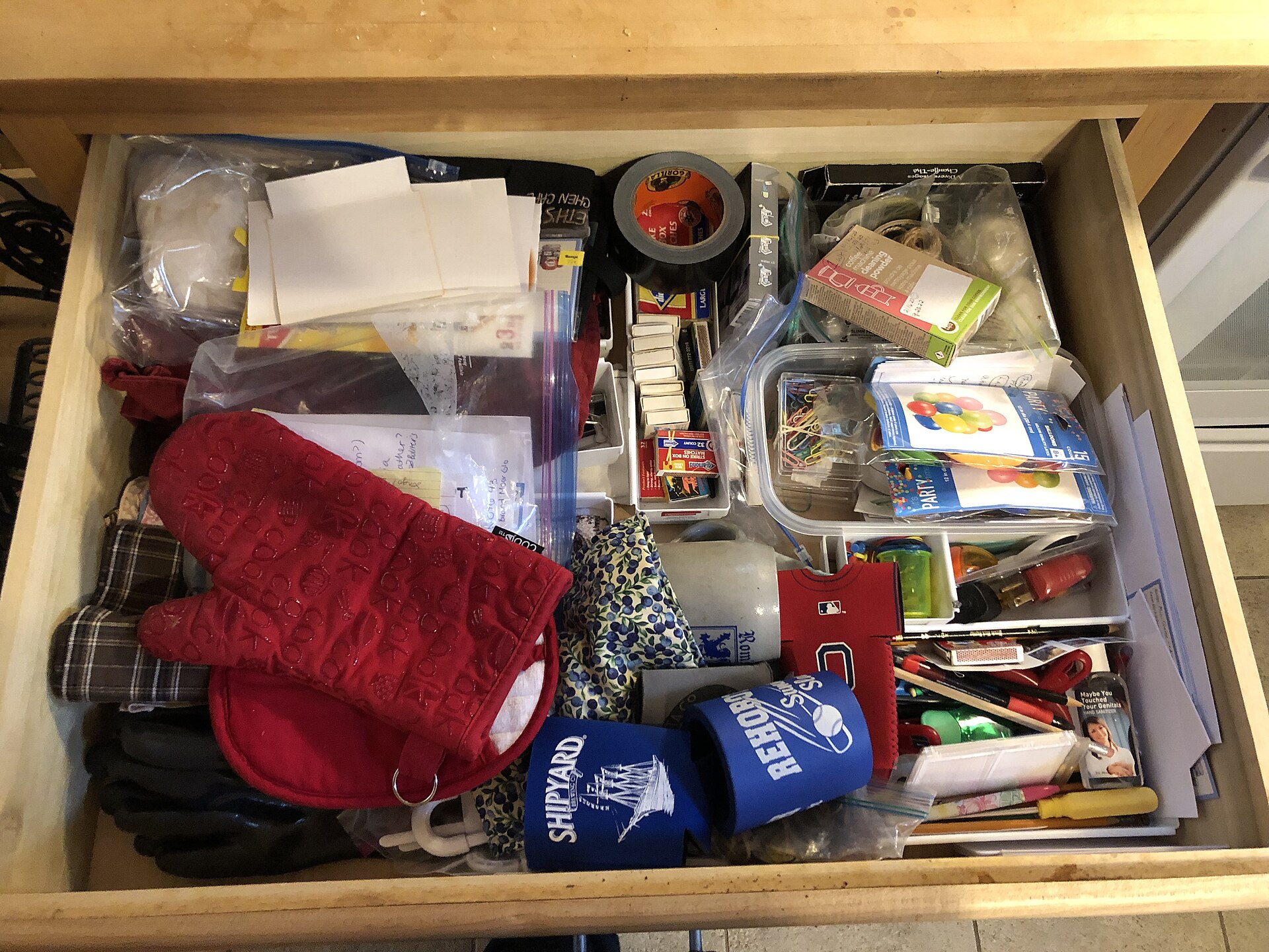 The junk drawer, where you put things you want to hold onto but don’t have a place for